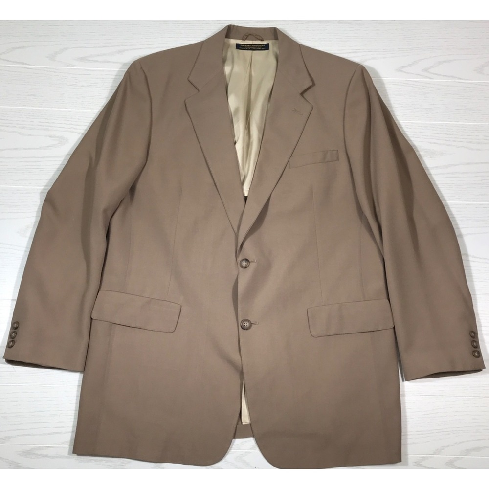 Vintage Brooks Brothers Blazer Men 45R Brown Wool 2 Button Business Made In USA